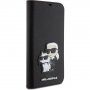 Karl Lagerfeld Saffiano Karl and Choupette NFT flipové pouzdro pro iPhone 15 Plus - černé