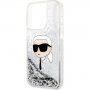 Karl Lagerfeld Liquid Glitter Karl Head kryt pro iPhone 15 Pro Max - stříbrný
