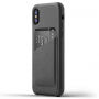 Mujjo Full Leather Wallet pouzdro pro Apple iPhone X - šedé