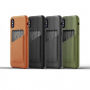 Mujjo Full Leather Wallet pouzdro pro Apple iPhone X - šedé