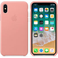 Originální Apple kožené pouzdro pro iPhone X - bledě růžová
