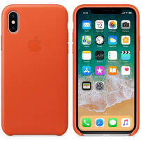 Originální Apple kožené pouzdro pro iPhone X - jasně oranžová