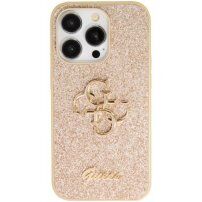 Guess Fixed Glitter 4G Metal Logo třpytivý kryt pro iPhone 15 Pro Max - zlatý