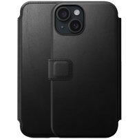 Nomad Modern Leather Folio flipové pouzdro s MagSafe pro iPhone 15 - černé