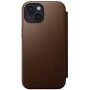 Nomad Modern Leather Folio flipové pouzdro s MagSafe pro iPhone 15 - hnědé