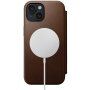 Nomad Modern Leather Folio flipové pouzdro s MagSafe pro iPhone 15 - hnědé