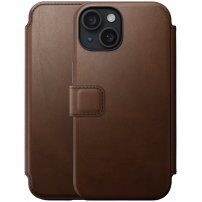 Nomad Modern Leather Folio flipové pouzdro s MagSafe pro iPhone 15 - hnědé