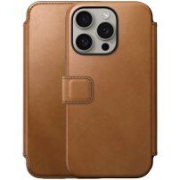 Nomad Modern Leather Folio flipové pouzdro s MagSafe pro iPhone 15 Pro - sedlově hnědé