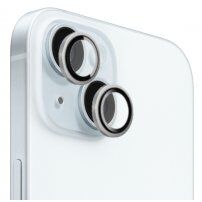 FIXED Camera Glass tvrzená skla s hliníkovým rámečkem k ochraně čoček zadního fotoaparátu pro iPhone 15 / 15 Plus - stříbrná