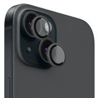 FIXED Camera Glass tvrzená skla s hliníkovým rámečkem k ochraně čoček zadního fotoaparátu pro iPhone 15 / 15 Plus - vesmírně šedá