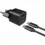FIXED Mini sada adaptéru s portem USB-C a kabelu USB-C na USB-C - 20W - 1 m - černá
