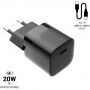FIXED Mini sada adaptéru s portem USB-C a kabelu USB-C na USB-C - 20W - 1 m - černá
