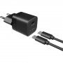 FIXED Mini sada adaptéru s portem USB-C a kabelu USB-C na USB-C - 30W - 1 m - černá