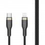 FIXED opletený nabíjecí a datový kabel - USB-C na Lightning - 2 m - černý