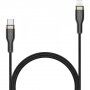 FIXED opletený nabíjecí a datový kabel - USB-C na Lightning - 2 m - černý