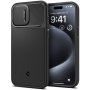 Spigen Optik Armor odolný kryt s posuvnou krytkou kamery a MagSafe pro iPhone 15 Pro Max - černý