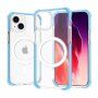Transparentní kryt s barevným rámečkem a MagSafe pro iPhone 15 - modrý