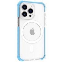Transparentní kryt s barevným rámečkem a MagSafe pro iPhone 15 Pro - modrý