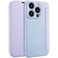 Peněženkové pouzdro ze silikonu a PU kůže pro iPhone 15 Pro - fialové