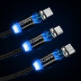 FLOVEME Round magnetický kabel USB-A / USB-C / Micro USB / Lightning pro iPhone / iPad / iPod / AirPods - 1 m - stříbrná