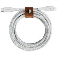 Belkin DURATEK Boost Charge odolný opletený nabíjecí a datový kabel USB-C / USB-C pro iPhone / iPad / Macbook - 1,2 m - bílý