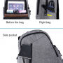 Studentský batoh s externím USB a jack portem pro iPad / MacBook do 15" - šedý