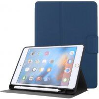 Pouzdro z PU kůže se stojánkem a prostorem na Apple Pencil pro iPad mini 4 / 5 - tmavě modré