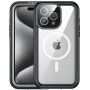 Nárazuvzdorné voděodolné pouzdro s MagSafe pro iPhone 15 Pro Max - černé