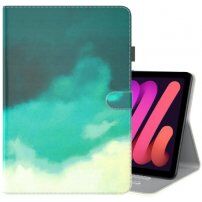 Pouzdro se vzorem vodových barev a prostorem na karty pro iPad mini 6 / mini 7 - petrolejové