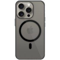 Transparentní kryt s černým MagSafe pro iPhone 15 Pro - šedý
