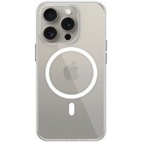 Transparentní kryt s bílým MagSafe pro iPhone 15 Pro Max - čirý