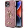 Guess Fixed Glitter 4G Metal Logo třpytivý kryt pro iPhone 12 / 12 Pro - růžový