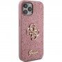Guess Fixed Glitter 4G Metal Logo třpytivý kryt pro iPhone 12 / 12 Pro - růžový