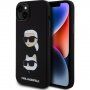 Karl Lagerfeld Karl and Choupette Heads silikonový kryt pro iPhone 15 Plus - černý