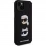 Karl Lagerfeld Karl and Choupette Heads silikonový kryt pro iPhone 15 Plus - černý