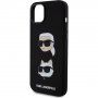 Karl Lagerfeld Karl and Choupette Heads silikonový kryt pro iPhone 15 Plus - černý
