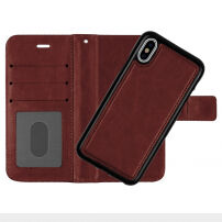 2v1 ochranné odnímatelné flipové pouzdro pro Apple iPhone XS / iPhone X - hnědé
