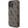 Guess 4G Metal Logo flipové pouzdro pro iPhone 15 - hnědé