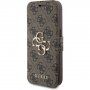 Guess 4G Metal Logo flipové pouzdro pro iPhone 15 Pro - hnědé