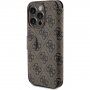 Guess 4G Metal Logo flipové pouzdro pro iPhone 15 Pro - hnědé