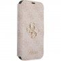 Guess 4G Metal Logo flipové pouzdro pro iPhone 15 - růžové