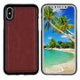 2v1 ochranné odnímatelné flipové pouzdro pro Apple iPhone XS / iPhone X - hnědé