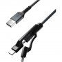 Nomad Kevlar 3v1 opletený nabíjecí kabel - USB-A na USB-C / Lightning / micro USB - 1,5 m - černý