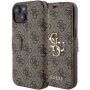 Guess 4G Metal Logo flipové pouzdro pro iPhone 15 - hnědé