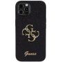 Guess Fixed Glitter 4G Metal Logo třpytivý kryt pro iPhone 12 / 12 Pro - černý