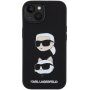 Karl Lagerfeld Karl and Choupette Heads silikonový kryt pro iPhone 15 Plus - černý