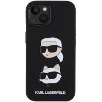 Karl Lagerfeld Karl and Choupette Heads silikonový kryt pro iPhone 15 Plus - černý