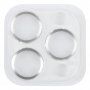 Tvrzené sklo s kovovými rámečky k ochraně čoček fotoaparátu pro iPhone 15 Pro / 15 Pro Max - stříbrné