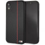 BMW Carbon Red Stripe Hard case kryt pro iPhone XR - černý