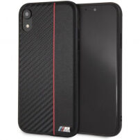 BMW Carbon Red Stripe Hard case kryt pro iPhone XR - černý